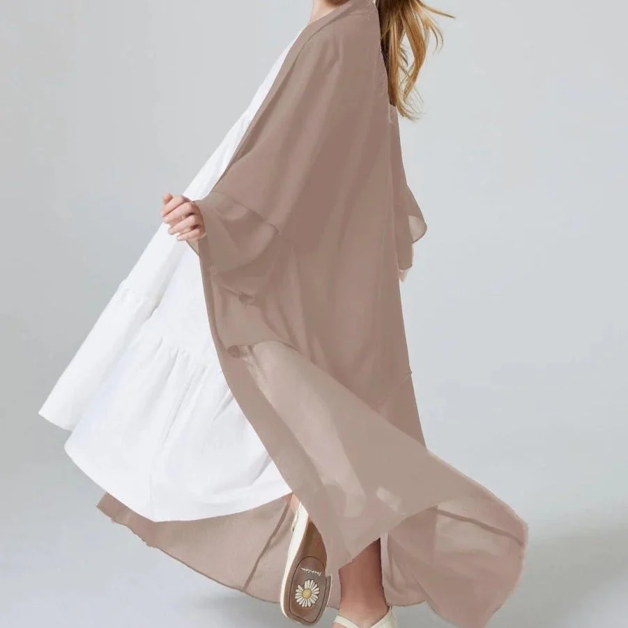 Two Layers Chiffon Girls Open Abaya Kid Abaya(MKG007) - Image 7