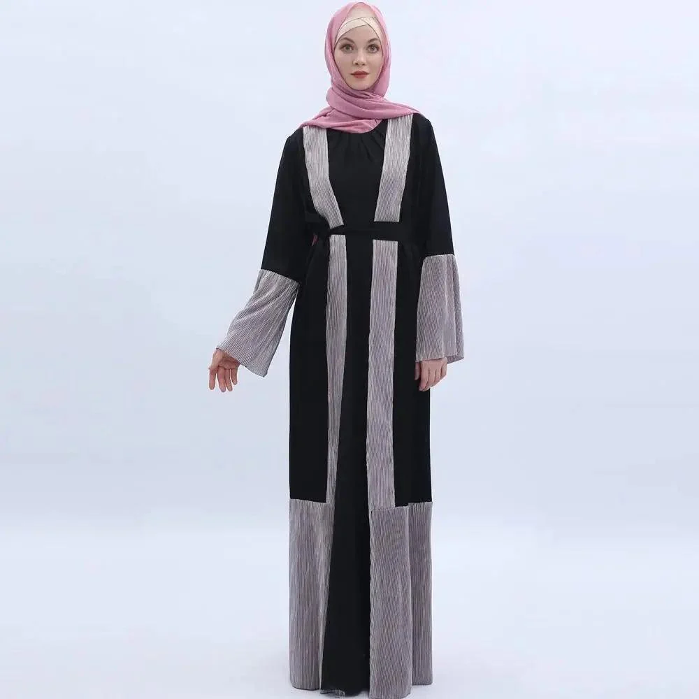 MO 001 Trumpet Sleeve Open Abaya With Pleated Design - Image 12