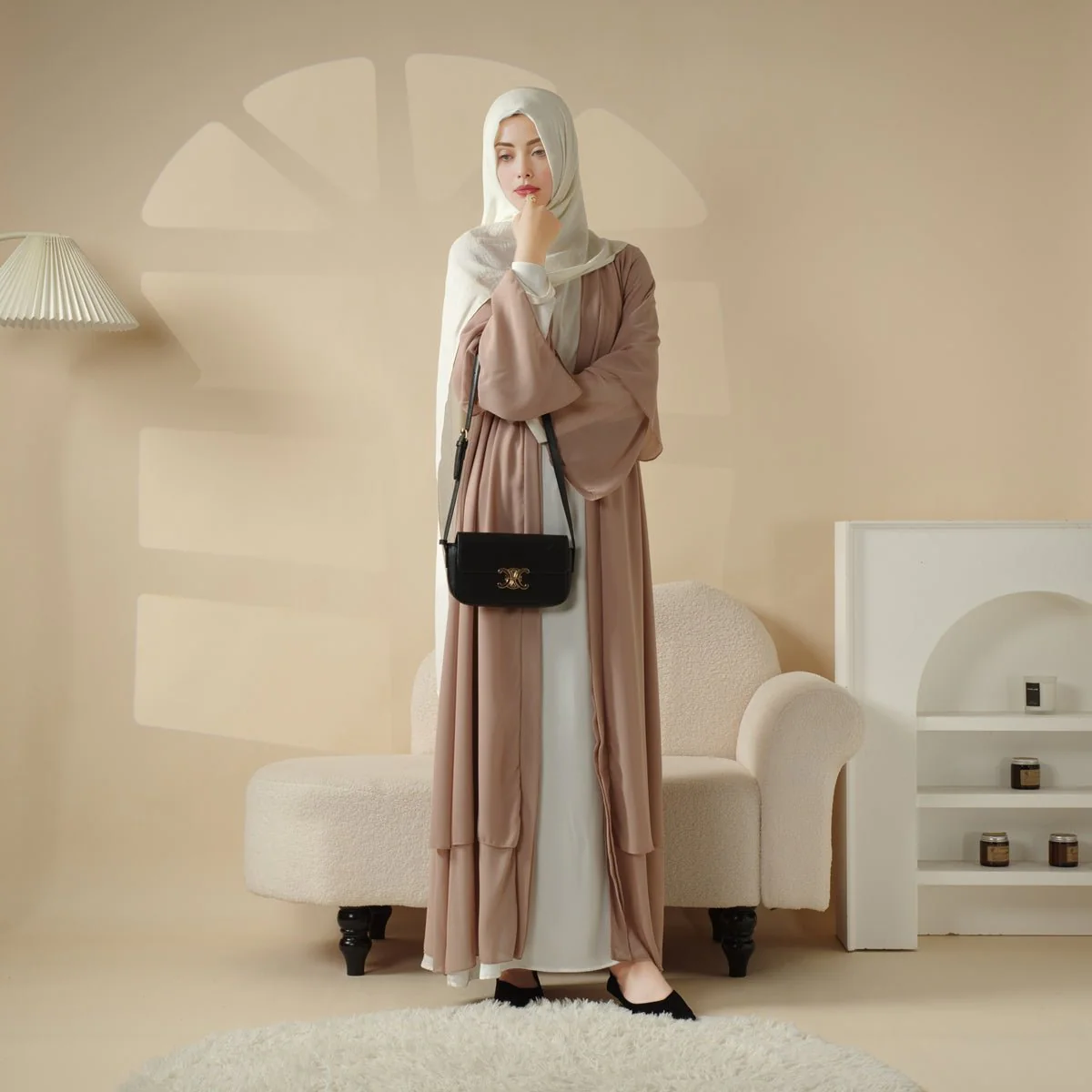 Stylish Chiffon Muslim Set Abaya (MOA008) - Image 3