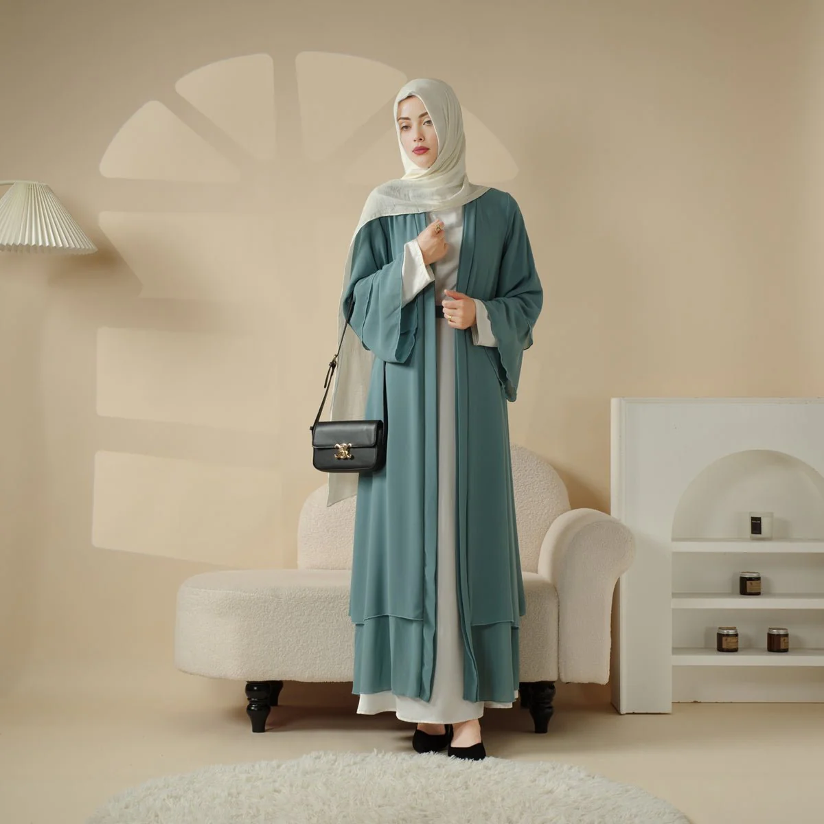 Stylish Chiffon Muslim Set Abaya (MOA008) - Image 4