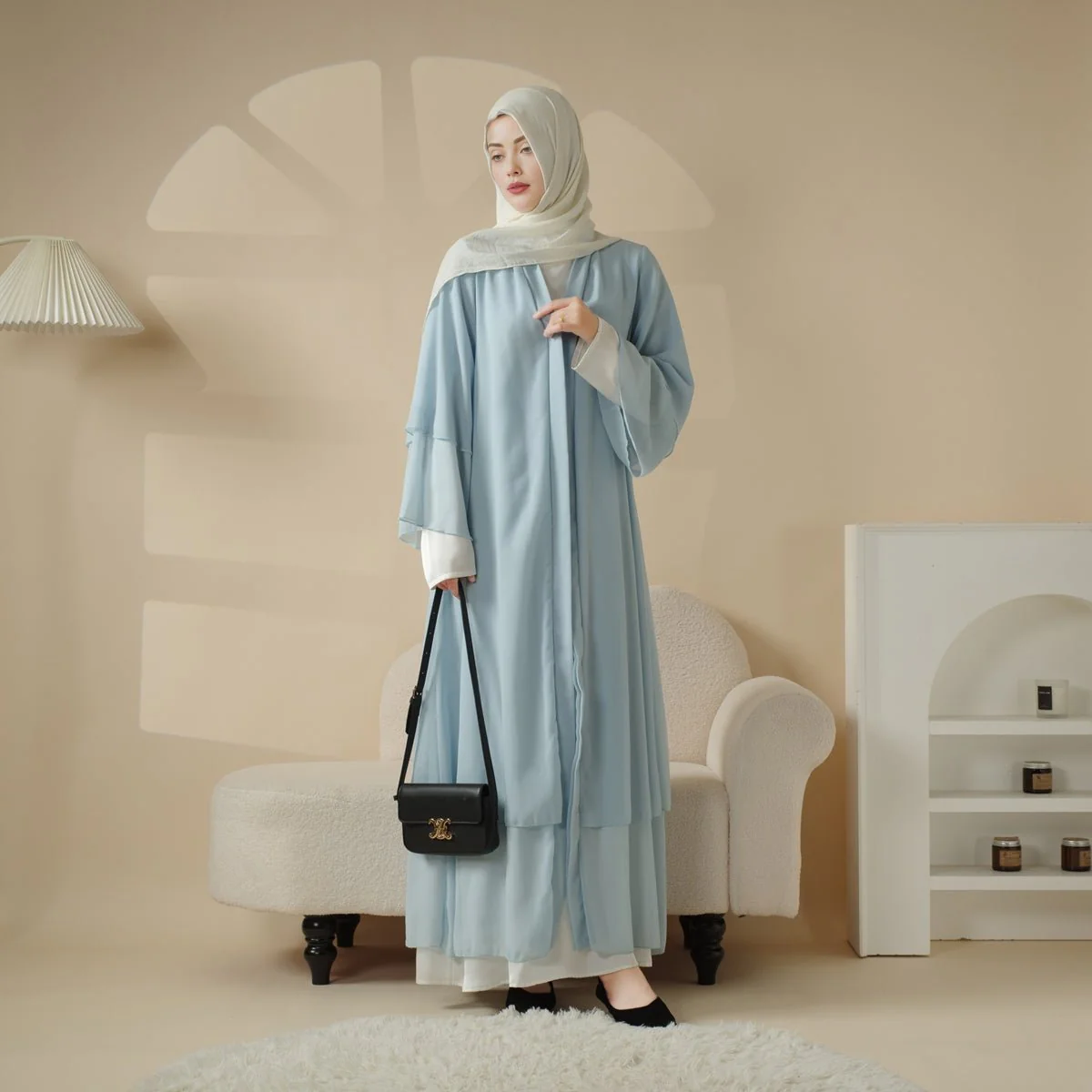 Stylish Chiffon Muslim Set Abaya (MOA008) - Image 5