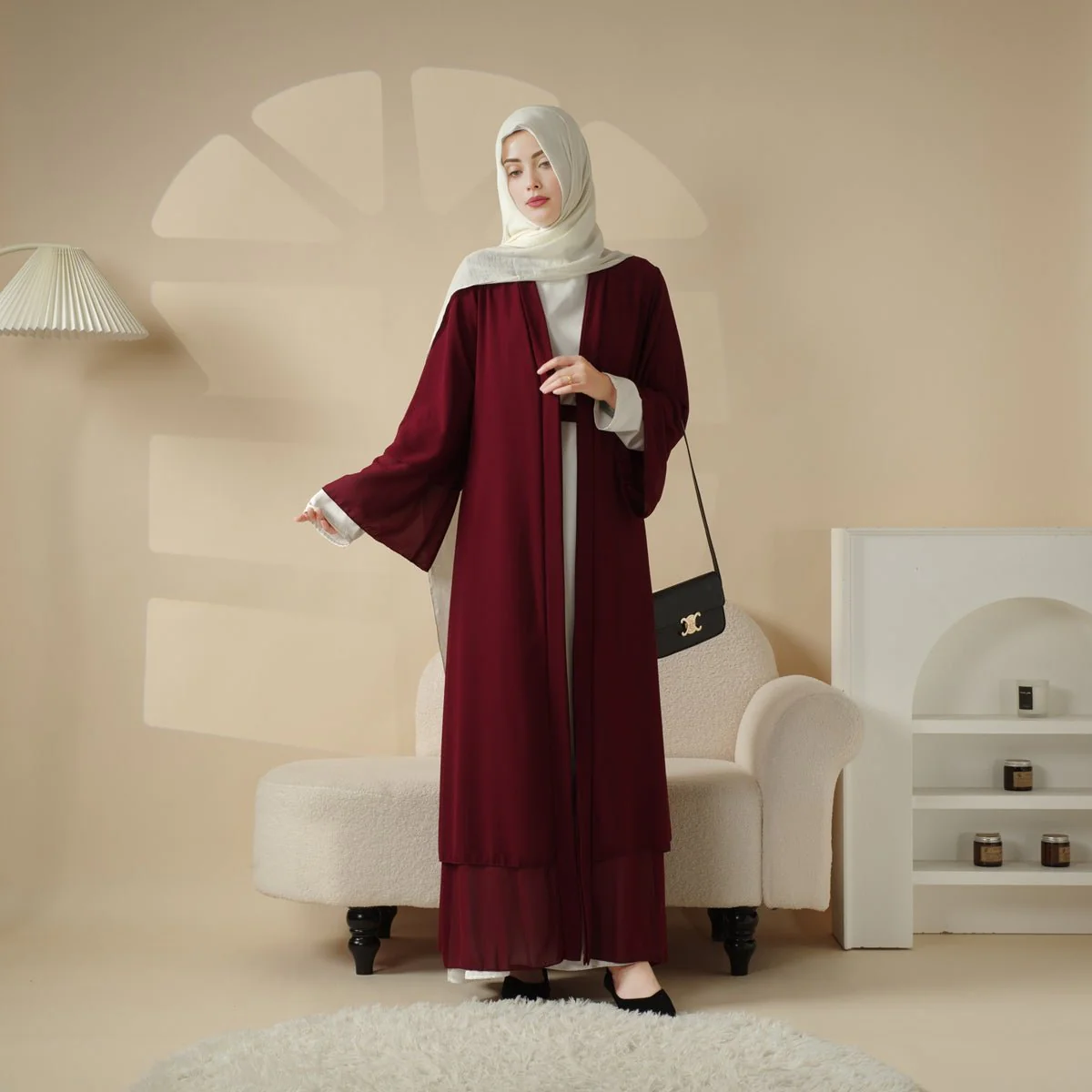 Stylish Chiffon Muslim Set Abaya (MOA008) - Image 6