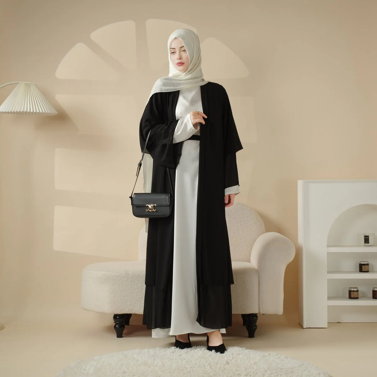 Stylish Chiffon Muslim Set Abaya (MOA008) - Image 7