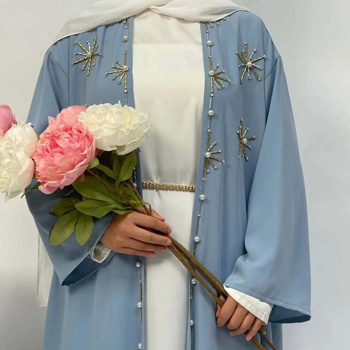 Nida Pearl 4-Piece Set Open Abaya (MOA012) - Image 5