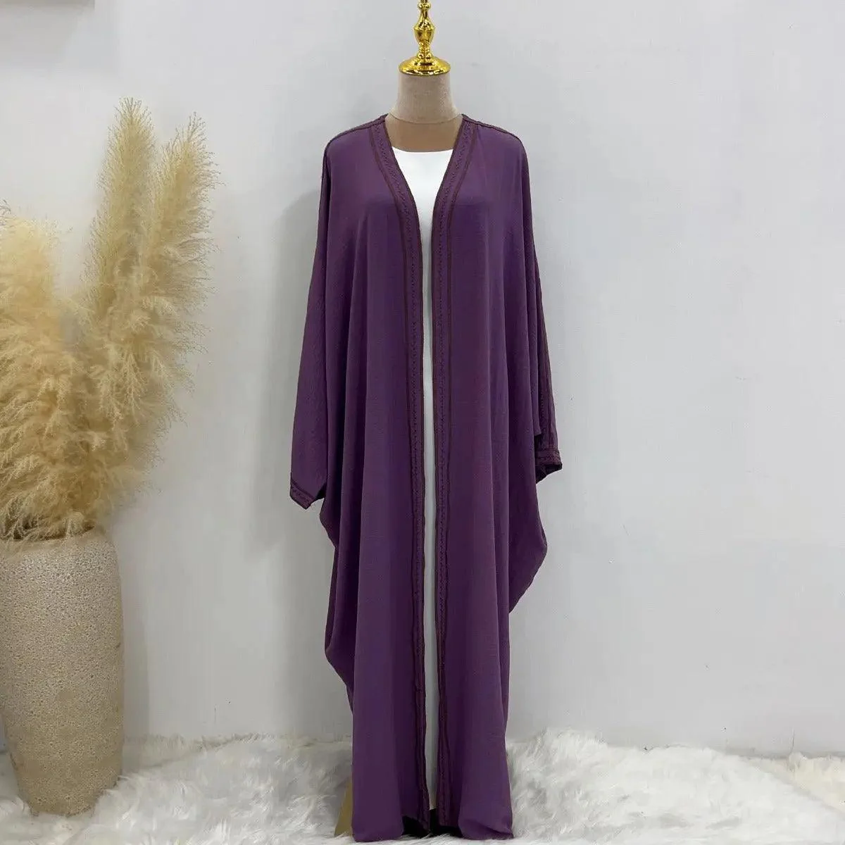 Batwing Sleeve Embroidered Open Abaya (MOA015) - Image 13