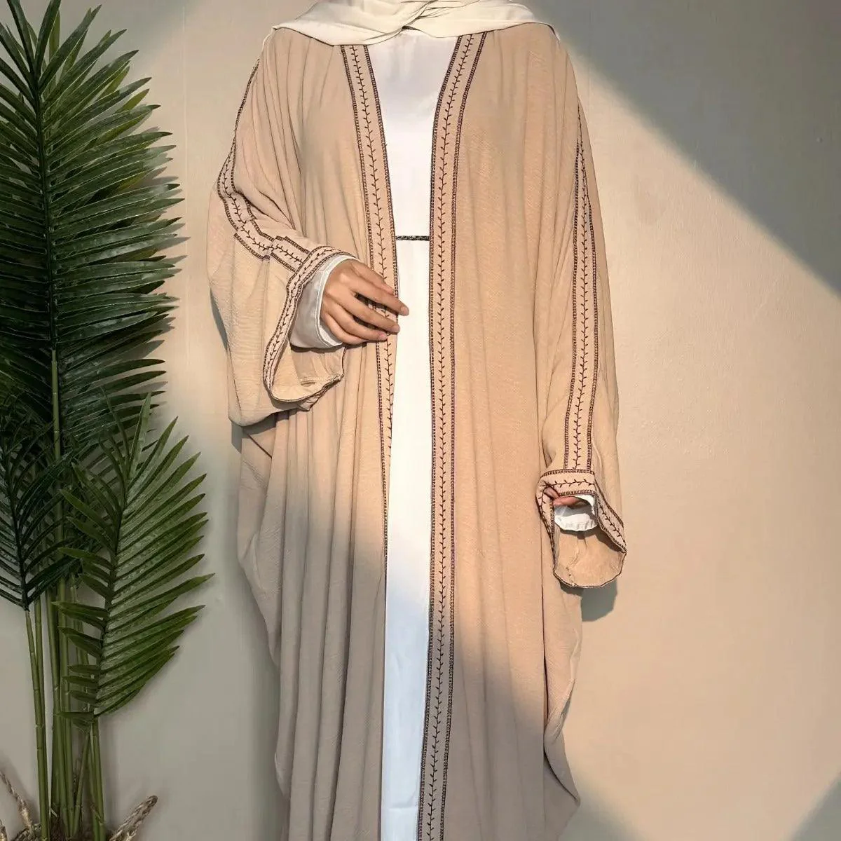Batwing Sleeve Embroidered Open Abaya (MOA015) - Image 15