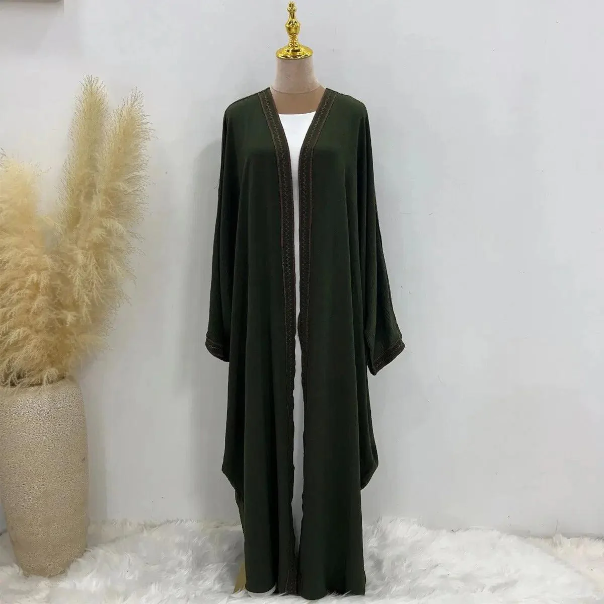 Batwing Sleeve Embroidered Open Abaya (MOA015) - Image 16