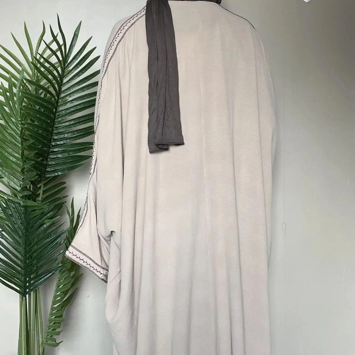Batwing Sleeve Embroidered Open Abaya (MOA015) - Image 9