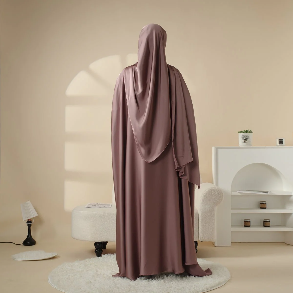 5-Piece Set Butterfly Abaya With Niqab, Loose Full Cover Satin Abaya (MOA019) - Image 13