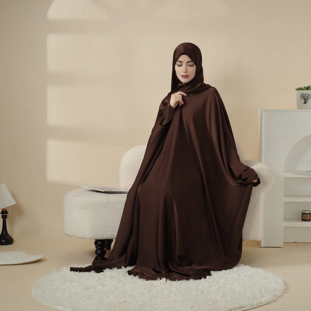 5-Piece Set Butterfly Abaya With Niqab, Loose Full Cover Satin Abaya (MOA019) - Image 16
