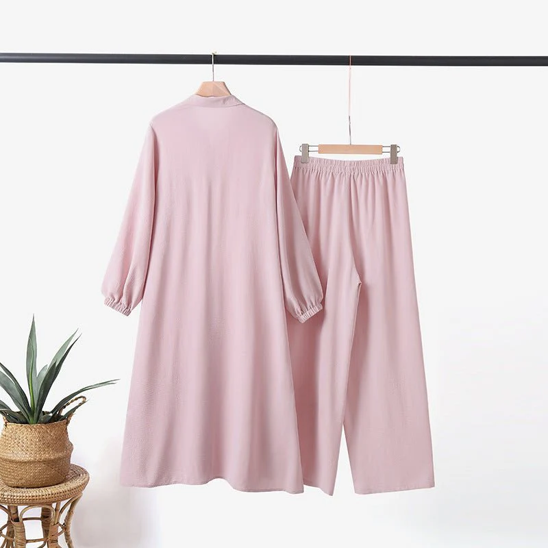 Casual Retro Shirt with Loose Long Pants 2-Piece Set (MOA020) - Image 12