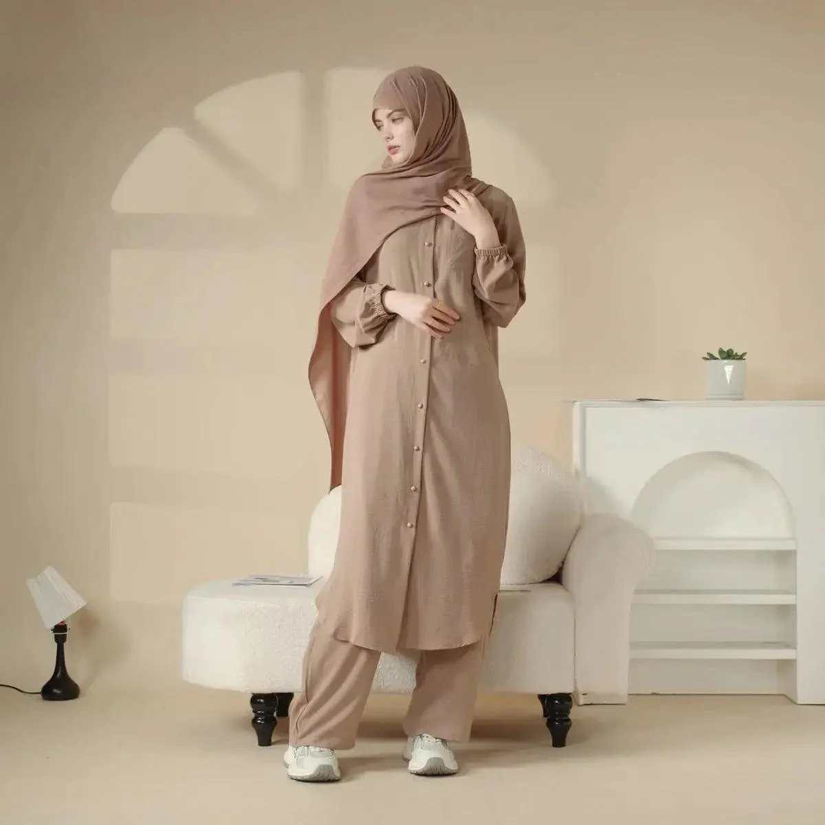 Casual Retro Shirt with Loose Long Pants 2-Piece Set (MOA020) - Image 4
