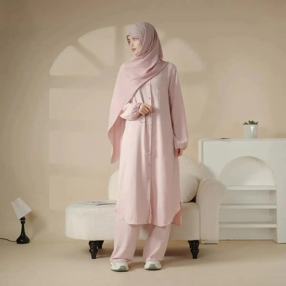 Casual Retro Shirt with Loose Long Pants 2-Piece Set (MOA020) - Image 5
