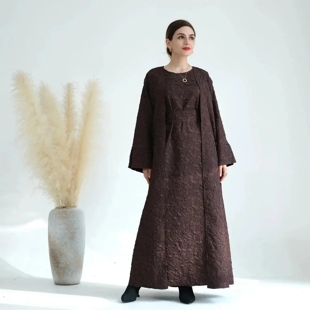 Winter Jacquard Pocket Abaya(MOA025) - Image 2