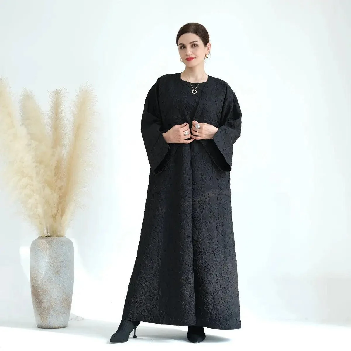 Winter Jacquard Pocket Abaya(MOA025) - Image 3