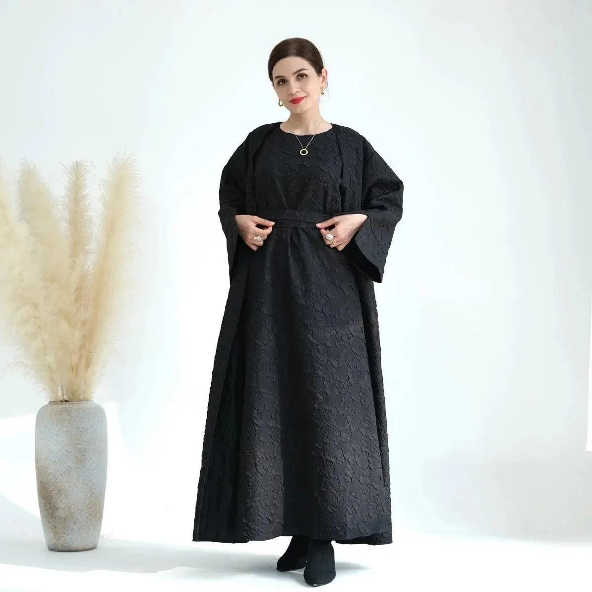 Winter Jacquard Pocket Abaya(MOA025) - Image 4