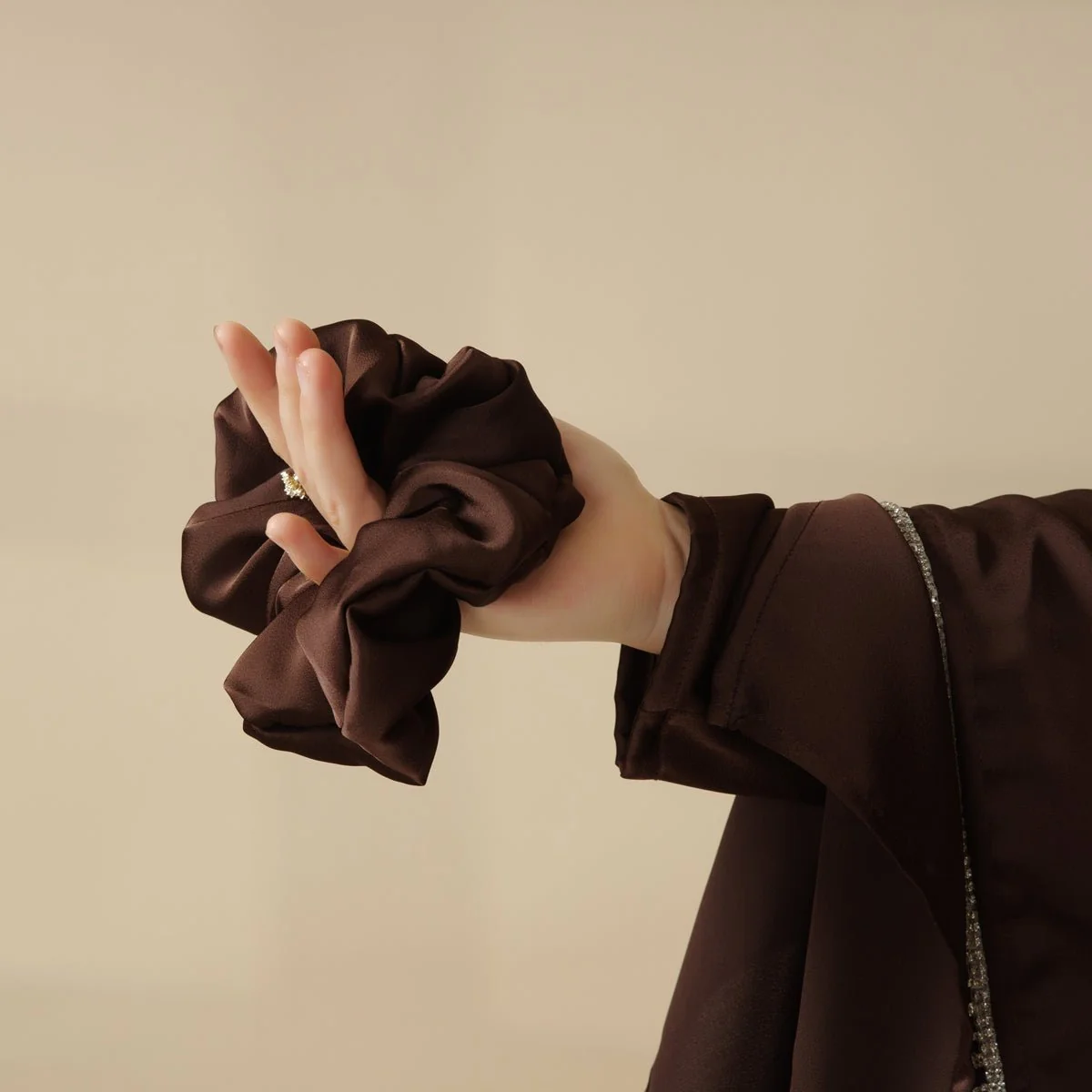 Luxury Satin Abaya With Diamond Tassels Belt,  6-Piece Set (MOA041) - Image 25