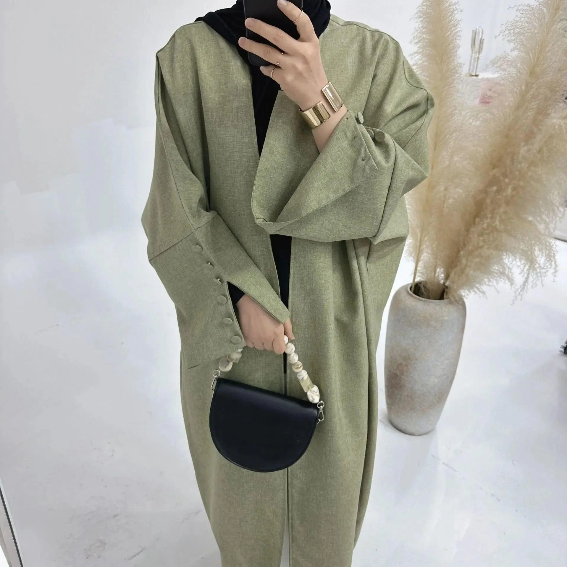 Linen Cardigan Open Abaya (MOA042) - Image 5
