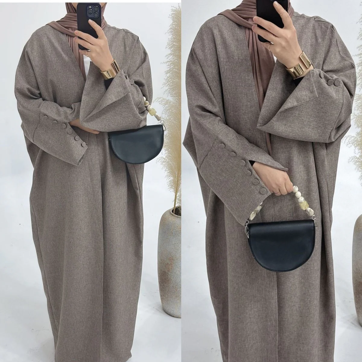 Linen Cardigan Open Abaya (MOA042) - Image 7