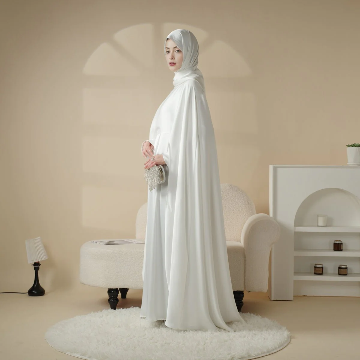 Luxury Wedding Abaya 3-Piece Bridal Abaya Set (MOA044) - Image 12