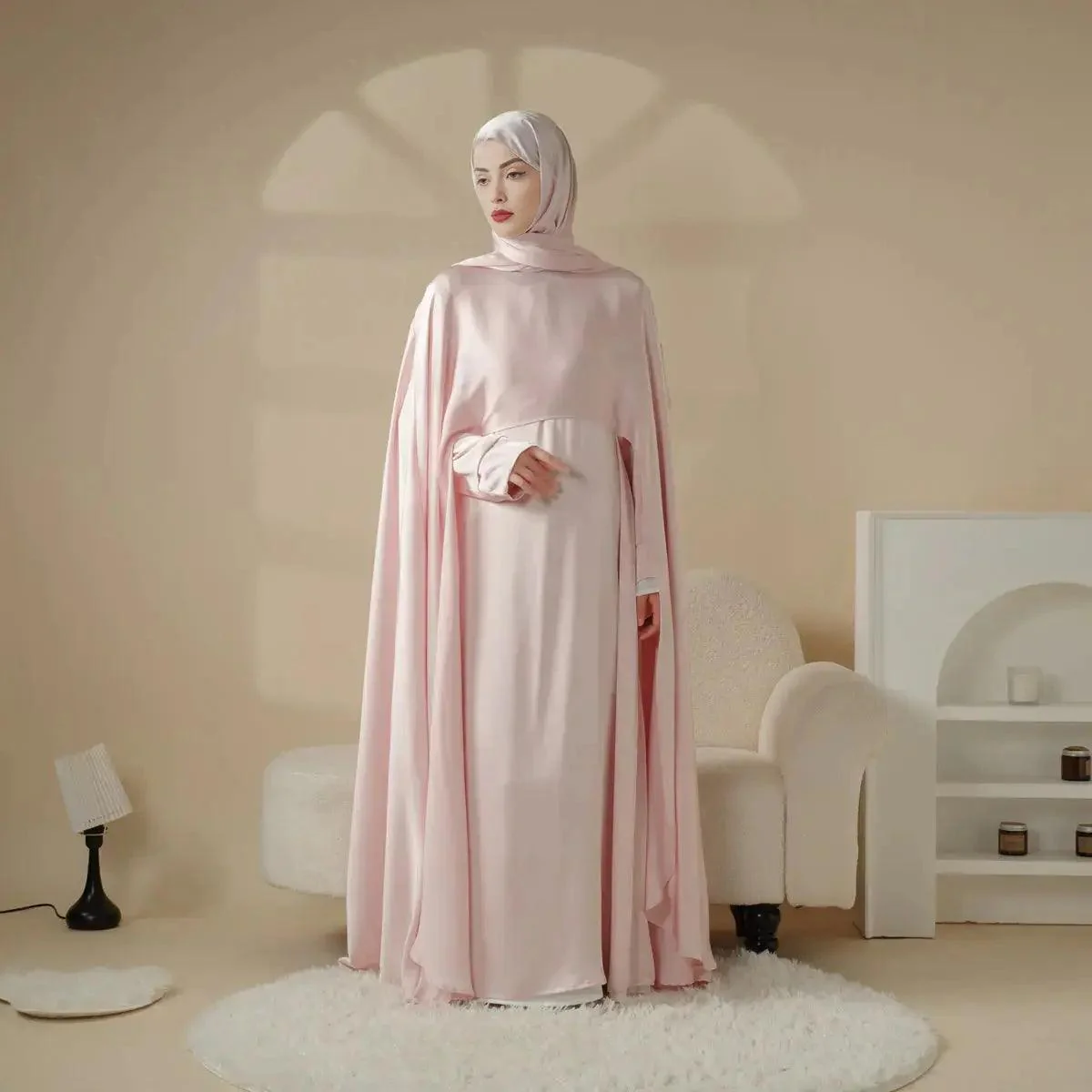 Luxury Wedding Abaya 3-Piece Bridal Abaya Set (MOA044) - Image 3