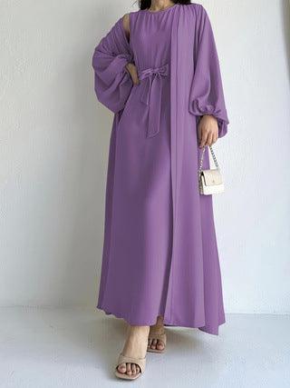 Loose Lantern Sleeve Abaya 3-Piece Set(MOA050) - Image 10