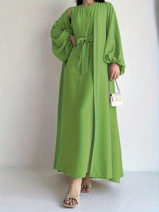 Loose Lantern Sleeve Abaya 3-Piece Set(MOA050) - Image 12