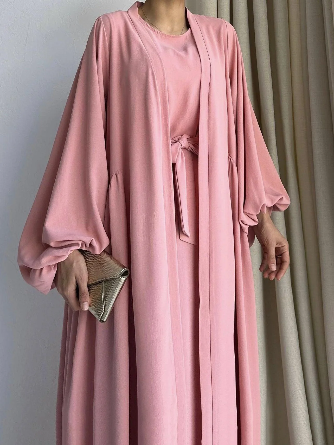 Loose Lantern Sleeve Abaya 3-Piece Set(MOA050) - Image 13