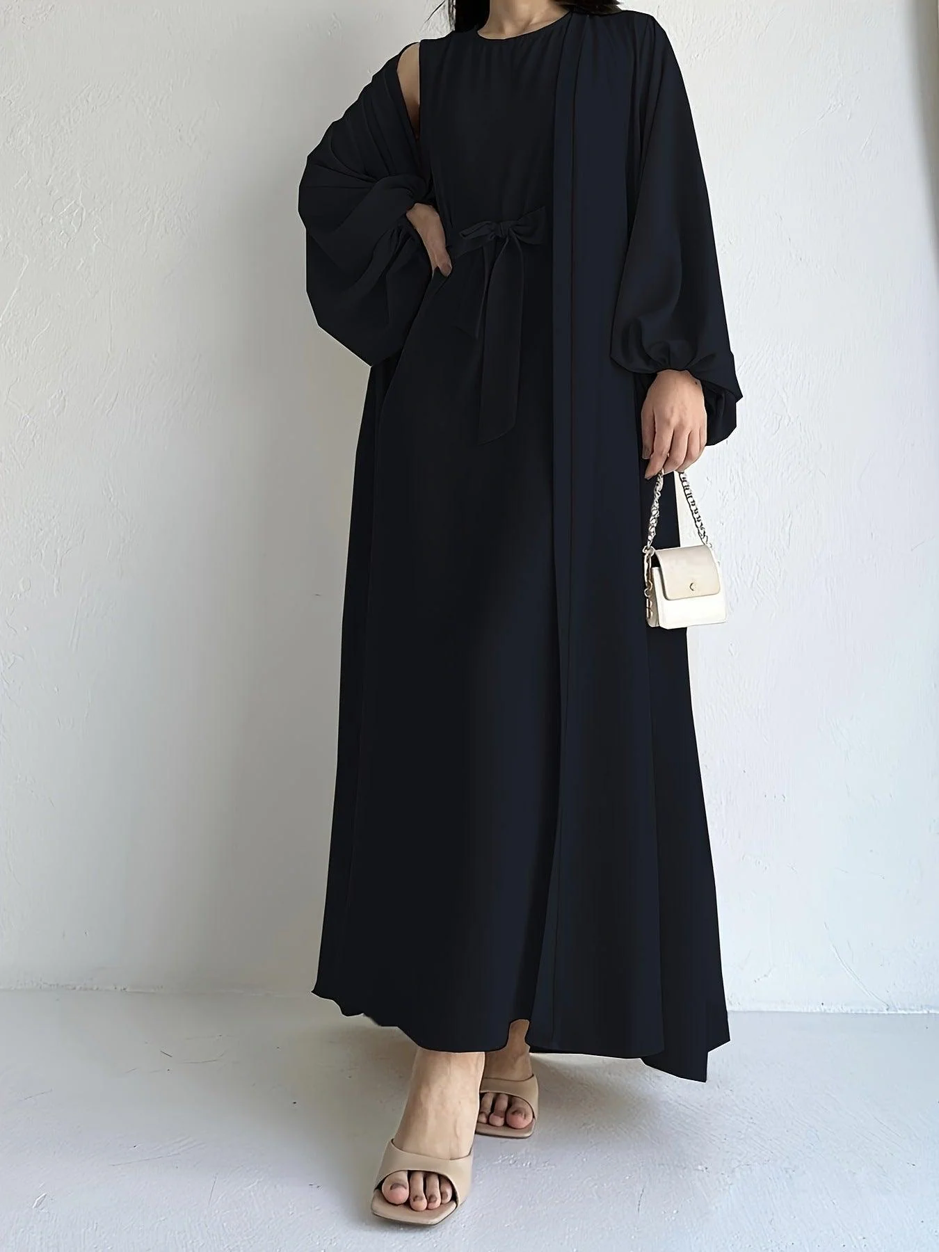 Loose Lantern Sleeve Abaya 3-Piece Set(MOA050) - Image 14