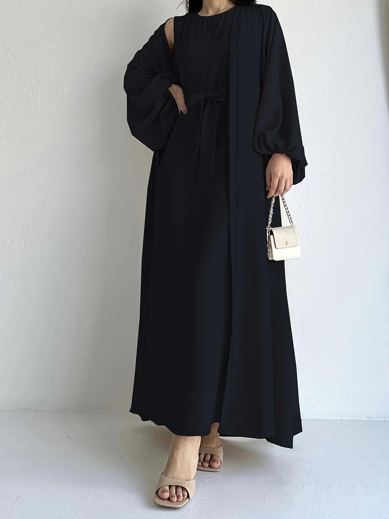 Loose Lantern Sleeve Abaya 3-Piece Set(MOA050) - Image 15