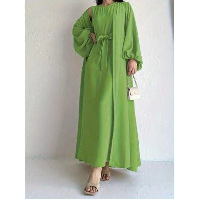 Loose Lantern Sleeve Abaya 3-Piece Set(MOA050) - Image 7
