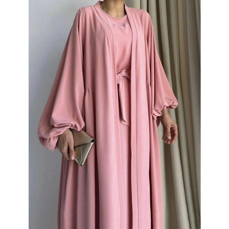 Loose Lantern Sleeve Abaya 3-Piece Set(MOA050) - Image 8