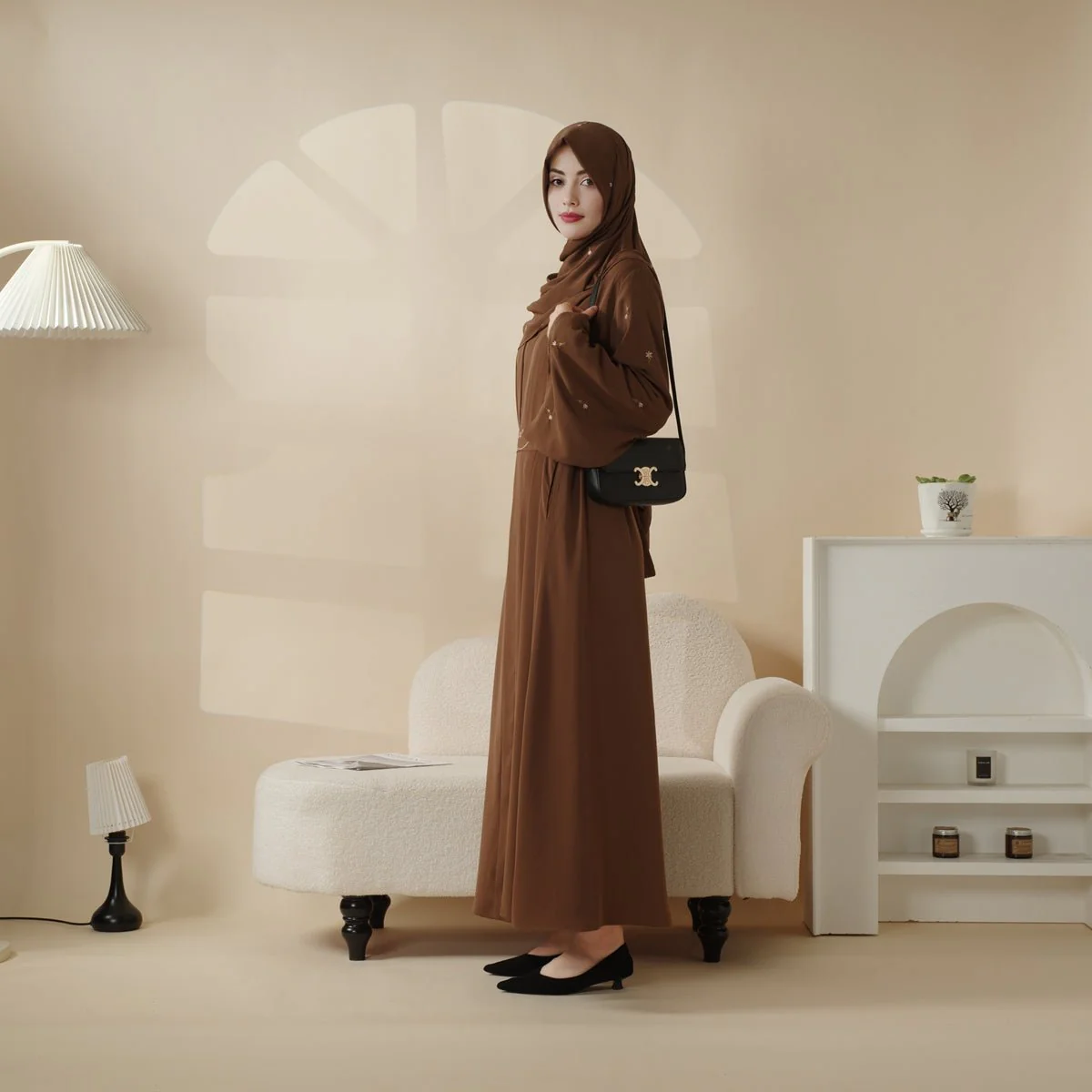 Tulip Embroidery Open Abaya 4-Piece Set (MOA051) - Image 13