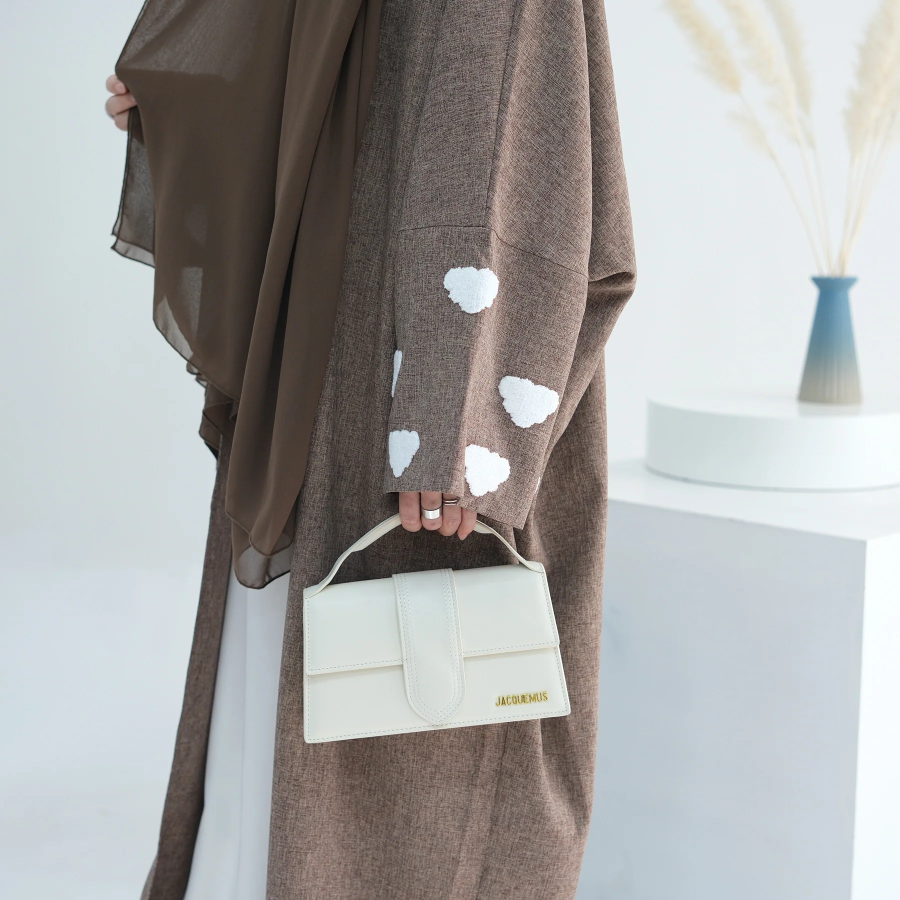 Stylish Cloud Embroidered Elegant Cardigan Abaya (MOA053) - Image 12