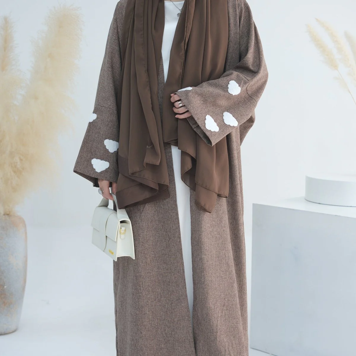 Stylish Cloud Embroidered Elegant Cardigan Abaya (MOA053) - Image 13