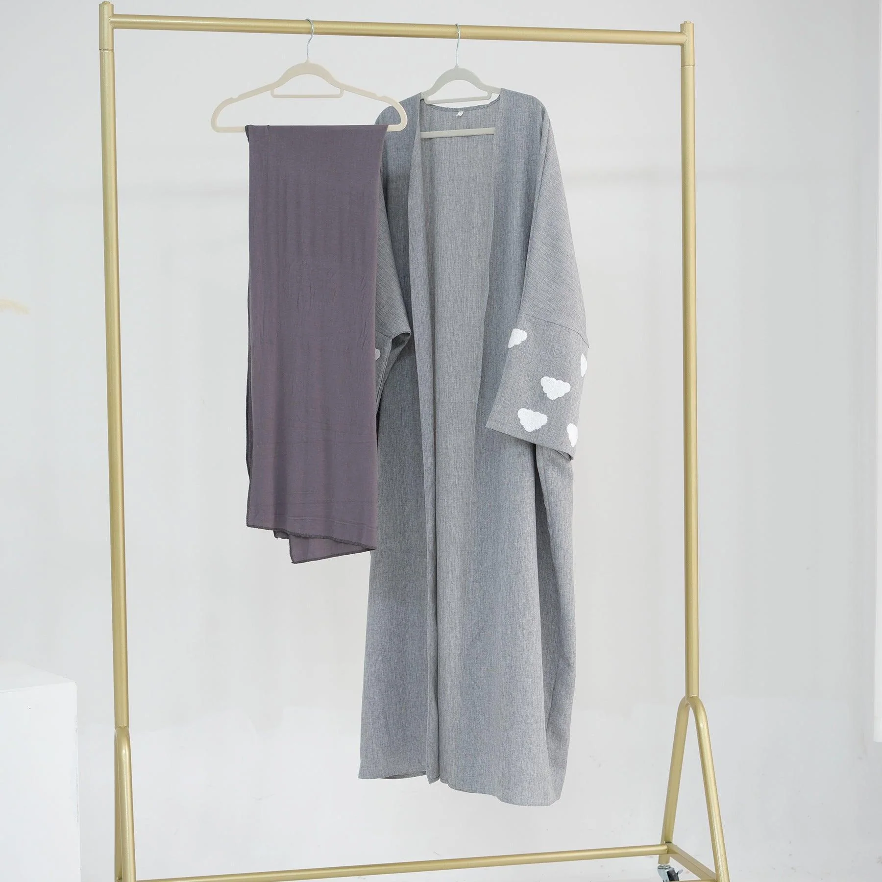 Stylish Cloud Embroidered Elegant Cardigan Abaya (MOA053) - Image 3