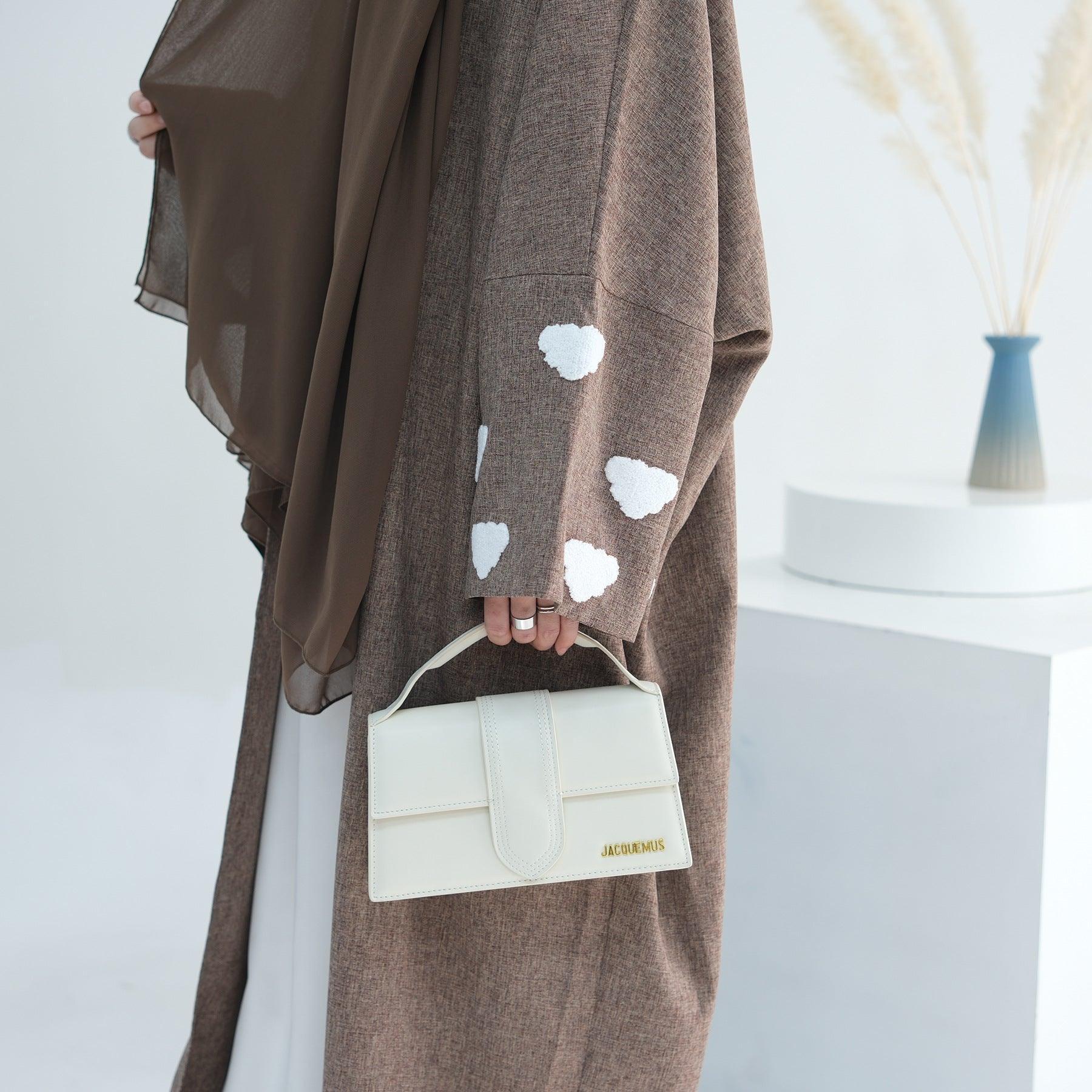Stylish Cloud Embroidered Elegant Cardigan Abaya (MOA053) - Image 6