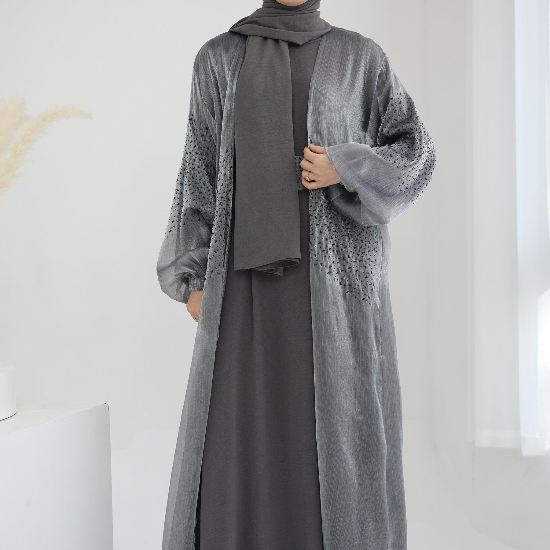 Wave Bubble Sleeve Abaya 4-Piece Set (MOA057) - Image 4