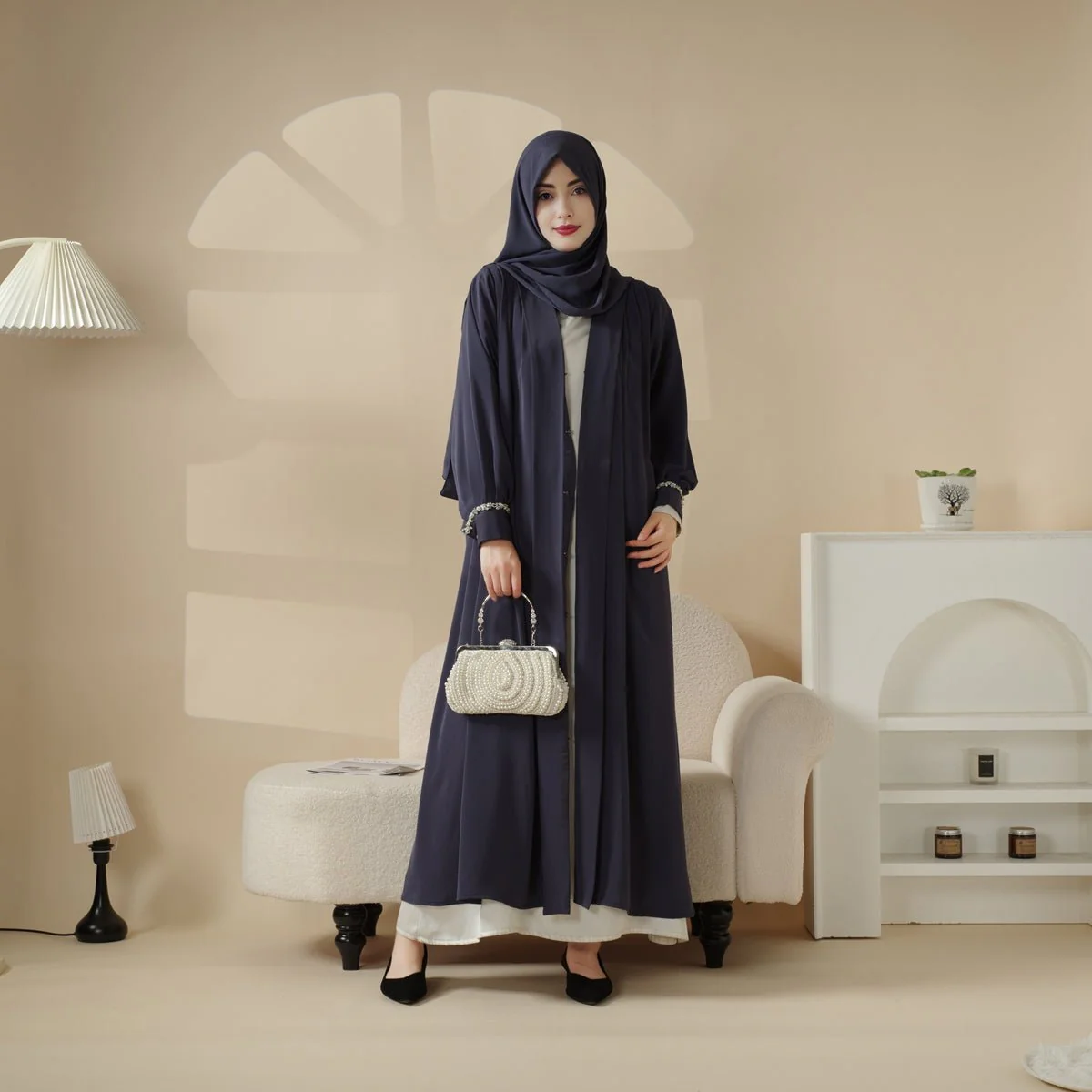Cardigan Abaya, Western Style Abaya (MOA061) - Image 10