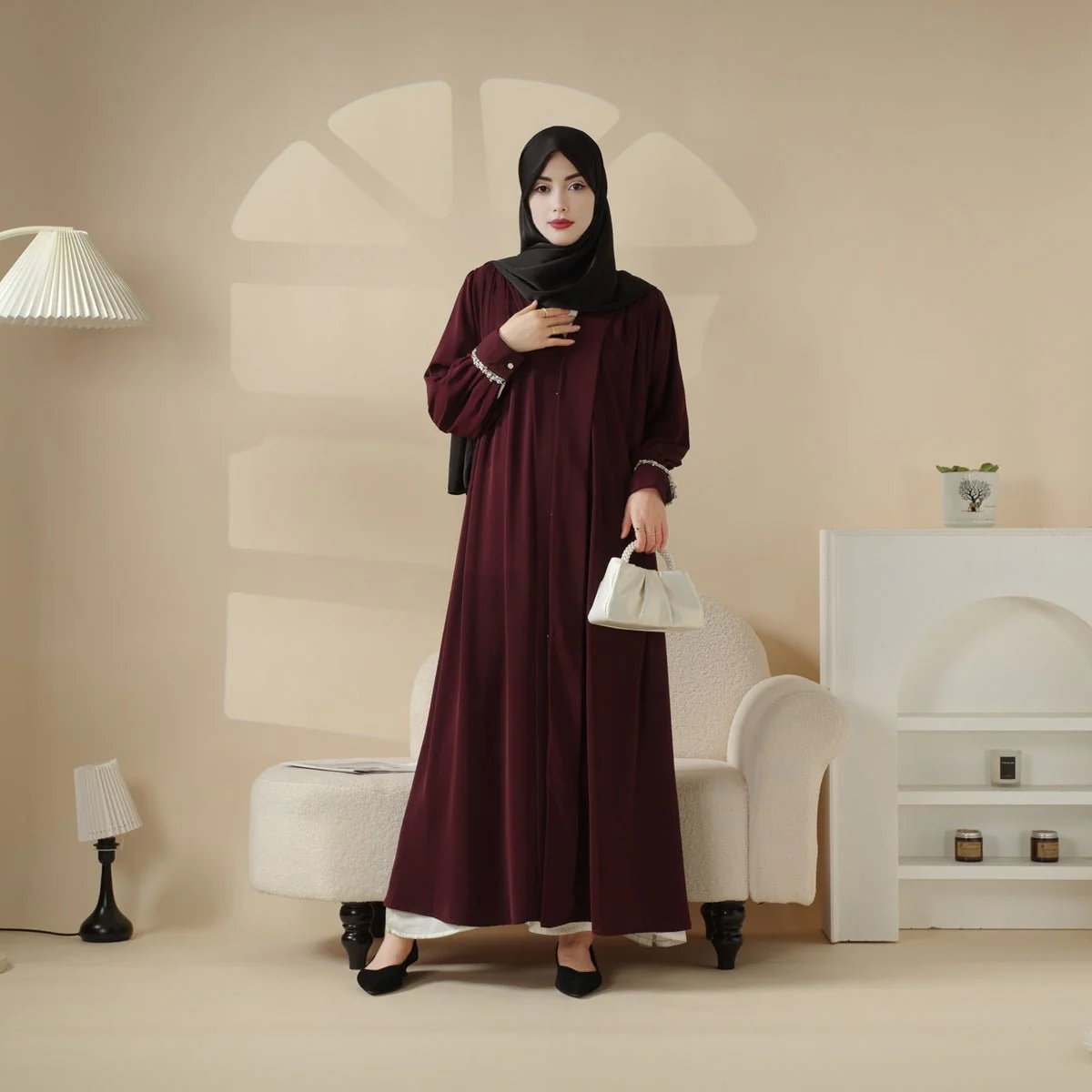 Cardigan Abaya, Western Style Abaya (MOA061) - Image 11