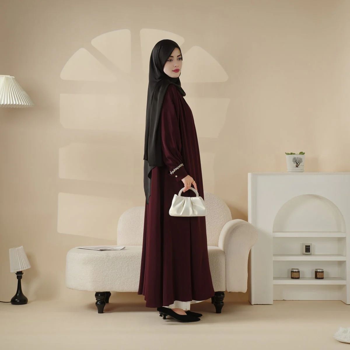 Cardigan Abaya, Western Style Abaya (MOA061) - Image 12