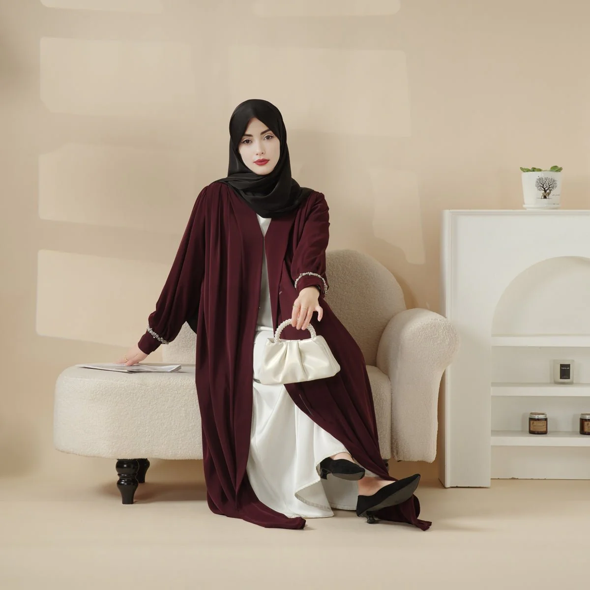 Cardigan Abaya, Western Style Abaya (MOA061) - Image 13