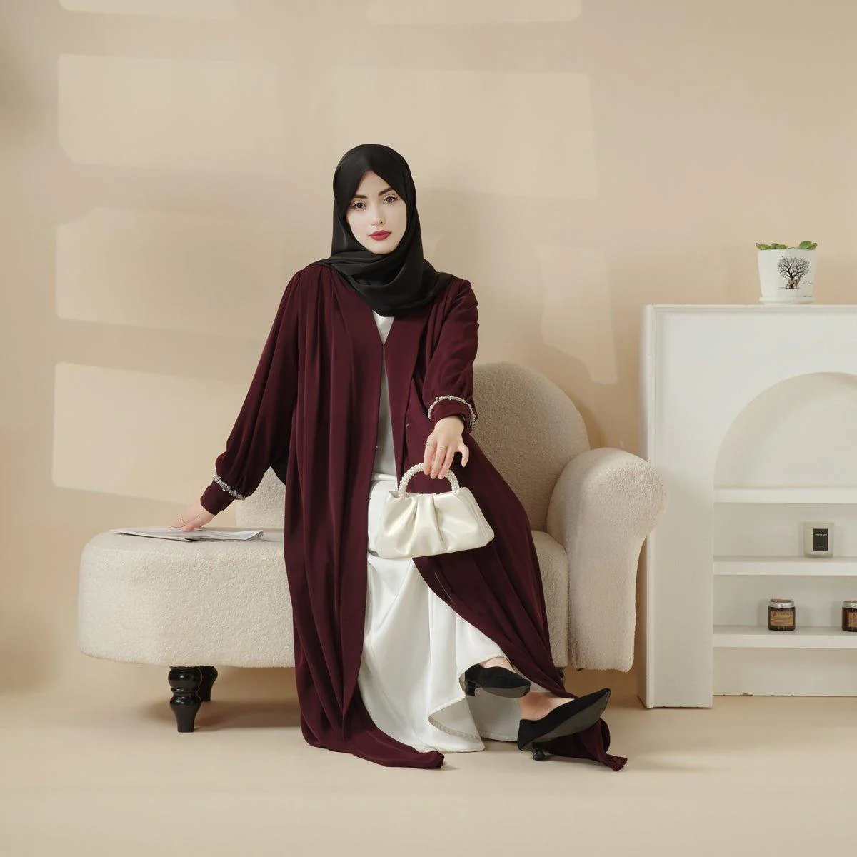 Cardigan Abaya, Western Style Abaya (MOA061) - Image 19