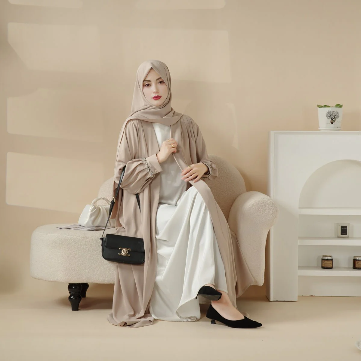 Cardigan Abaya, Western Style Abaya (MOA061) - Image 8