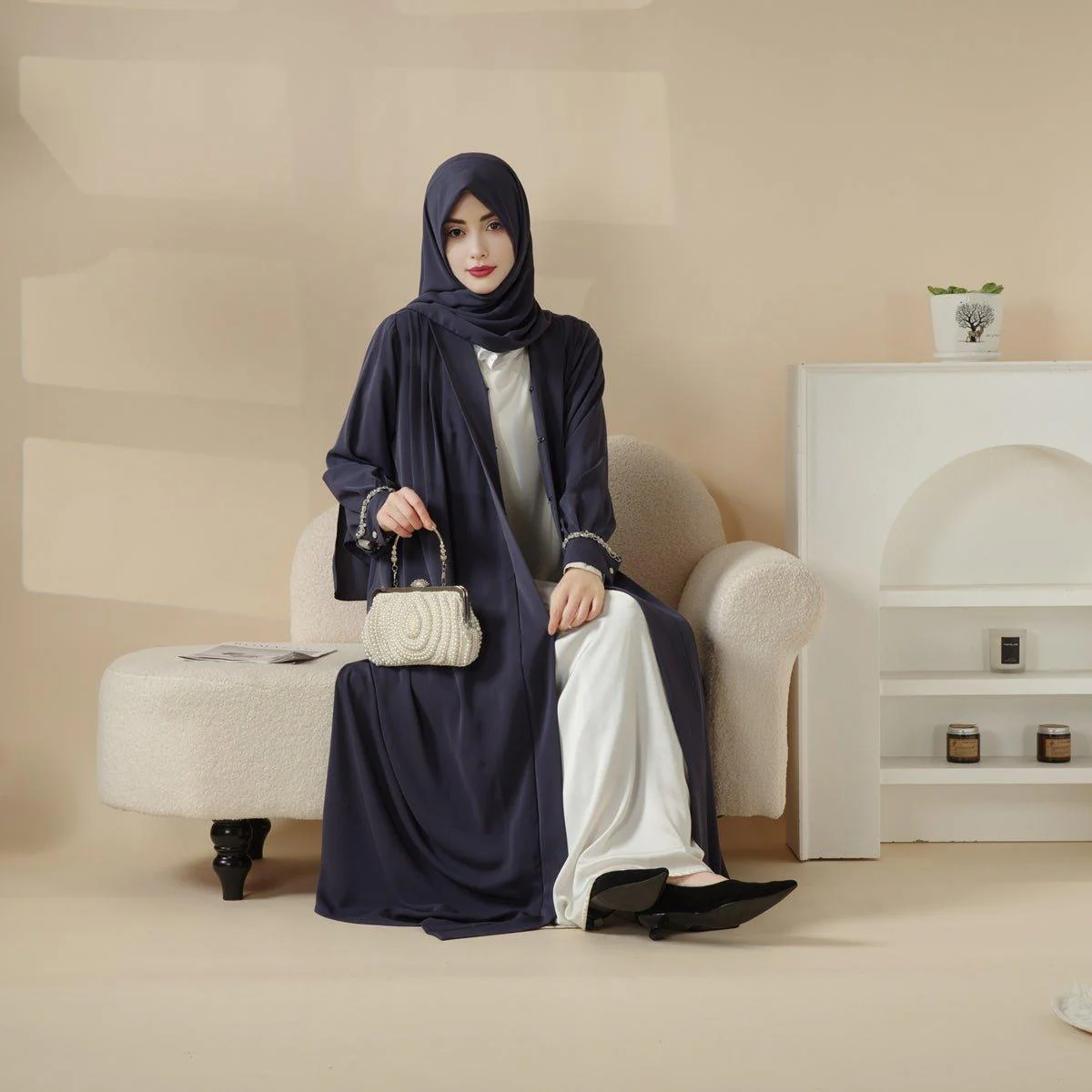 Cardigan Abaya, Western Style Abaya (MOA061) - Image 9