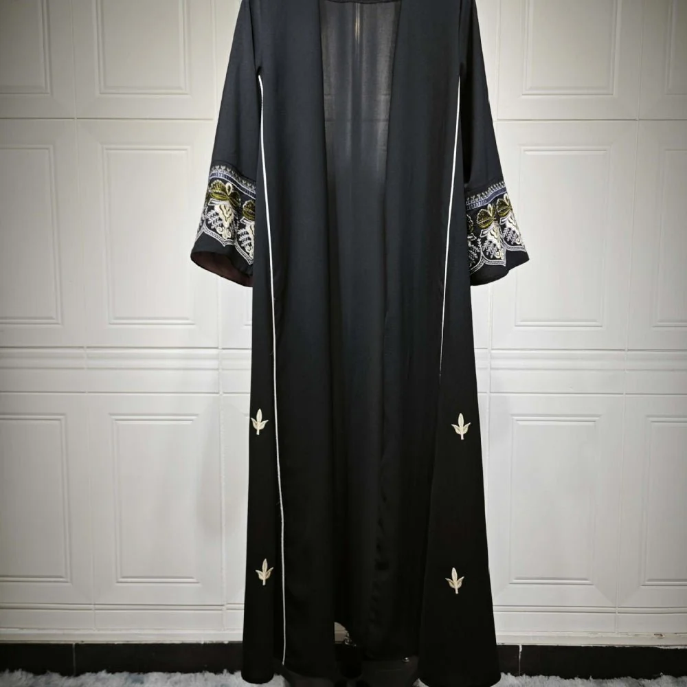 Elegant  Embroidered Temperament Open Abaya (MOA062) - Image 10