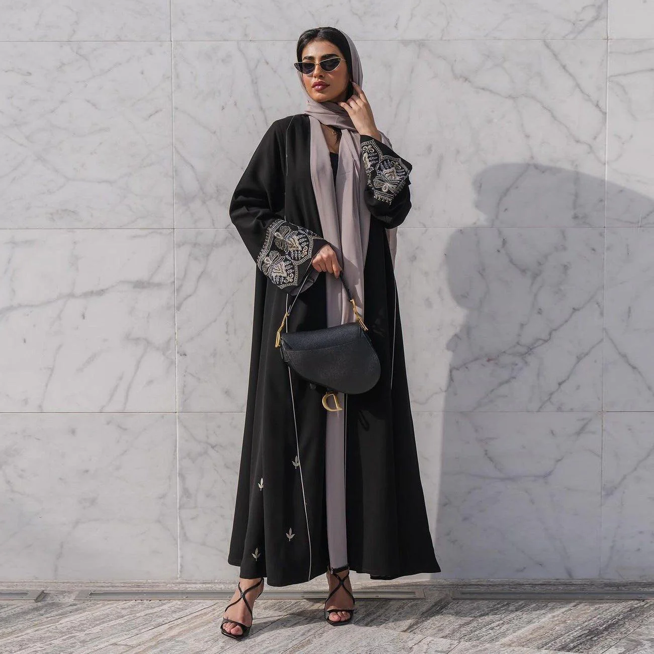 Elegant  Embroidered Temperament Open Abaya (MOA062) - Image 6