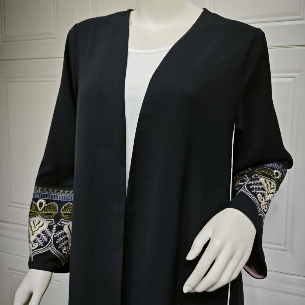 Elegant  Embroidered Temperament Open Abaya (MOA062) - Image 8