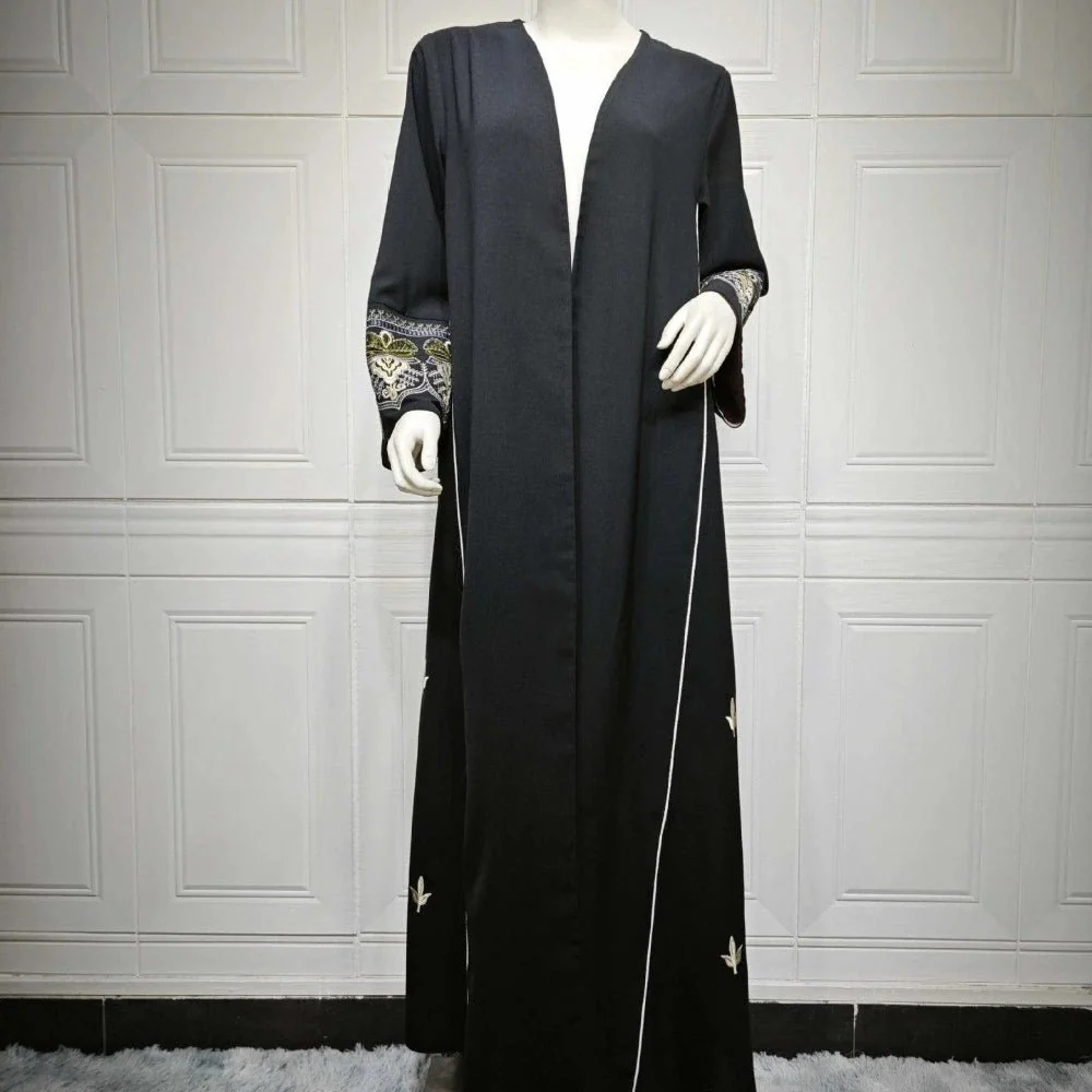 Elegant  Embroidered Temperament Open Abaya (MOA062) - Image 9