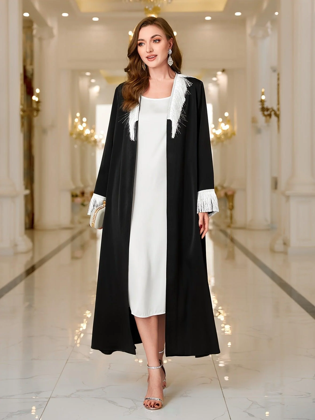 Tassel Embroidered Open Abaya (MOA066) - Image 5